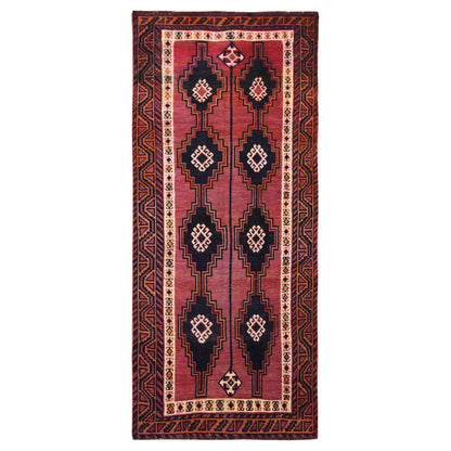 Overdyed & Vintage Worn Wool Hand Knotted Rug Red Red 4.9X10.5 -O057864