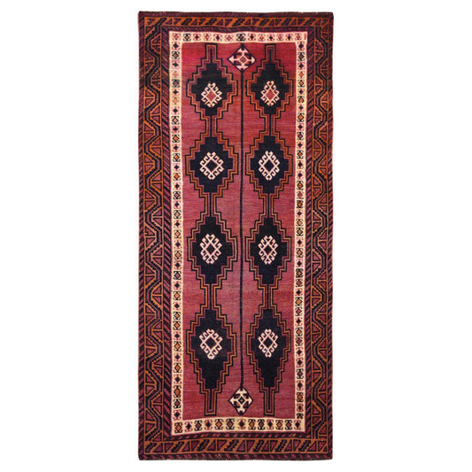 Overdyed & Vintage Worn Wool Hand Knotted Rug Red Red 4.9X10.5 -O057864