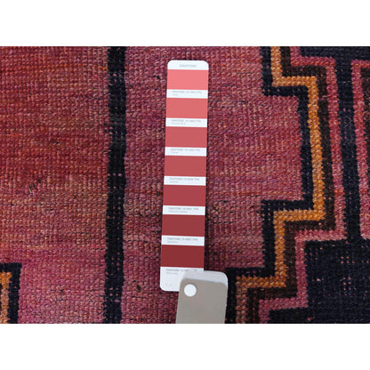 Overdyed & Vintage Worn Wool Hand Knotted Rug Red Red 4.9X10.5 -O057864