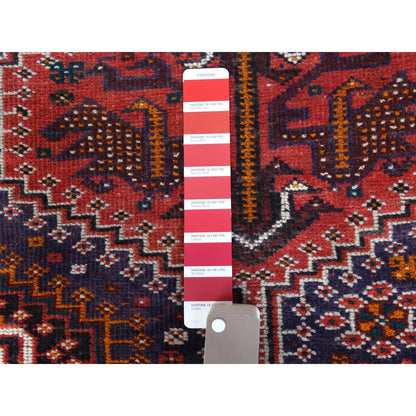 Overdyed & Vintage Worn Wool Hand Knotted Rug Red Ivory 4.6X7.2 -O057866