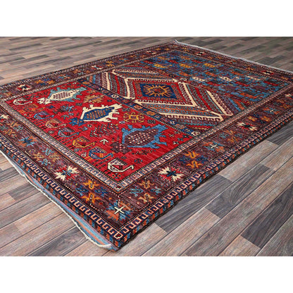 Kazak Wool Hand Knotted Rug Multicolored 6.2x8.3 -O0578