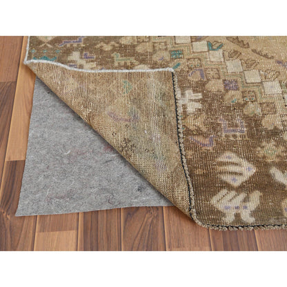 Overdyed & Vintage Worn Wool Hand Knotted Rug Beige No Border 6.1X9.0 -O057923