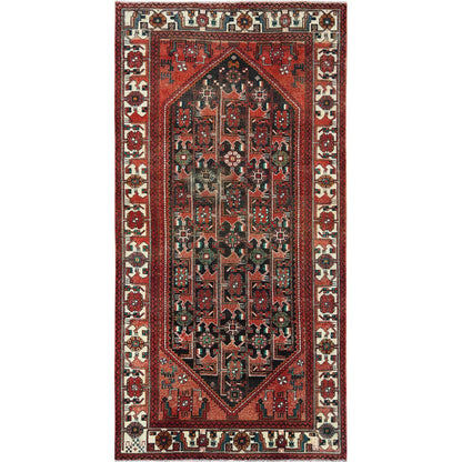 Overdyed & Vintage Worn Wool Hand Knotted Rug Red Ivory 5.0X9.10 -O057980