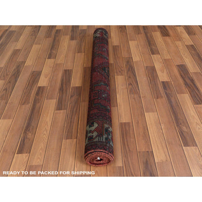 Overdyed & Vintage Worn Wool Hand Knotted Rug Red Ivory 5.0X9.10 -O057980