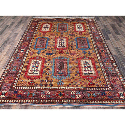 Kazak Wool Hand Knotted Rug Brown 6.0x8.6 -O0579
