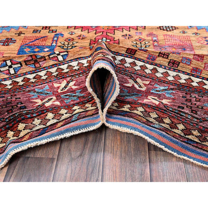 Kazak Wool Hand Knotted Rug Brown 6.0x8.6 -O0579