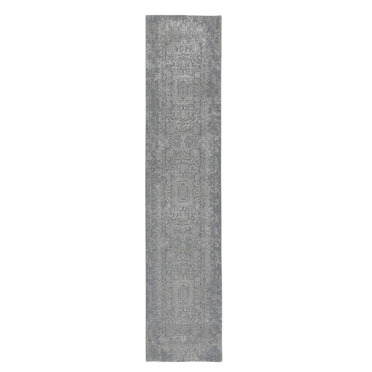 Modern and Contemporary Wool & Silk Hand Loomed Rug Grey No Border 2.5X12.2 -O058001