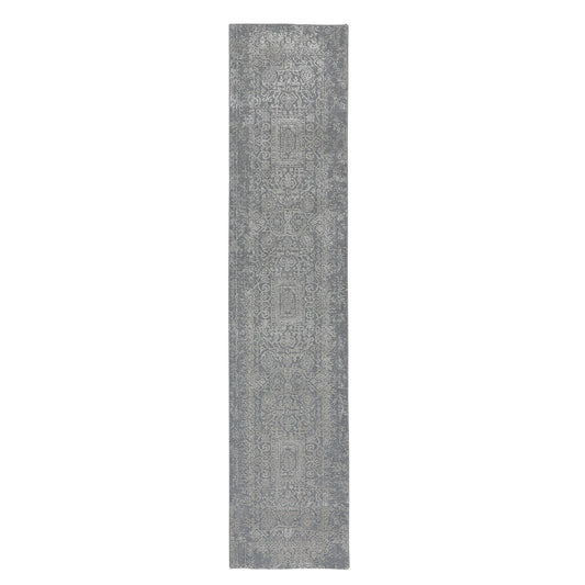 Modern and Contemporary Wool & Silk Hand Loomed Rug Grey No Border 2.5X12.2 -O058001