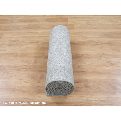Modern and Contemporary Wool & Silk Hand Loomed Rug Grey No Border 2.5X12.2 -O058001