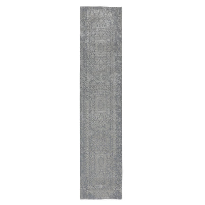 Modern and Contemporary Wool & Silk Hand Loomed Rug Grey No Border 2.5X12.1 -O058003
