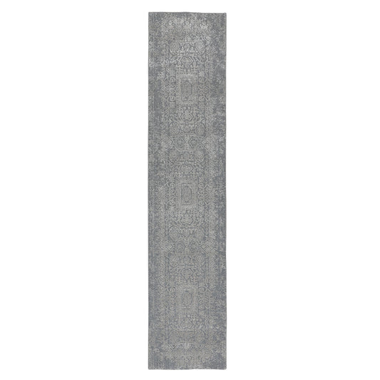 Modern and Contemporary Wool & Silk Hand Loomed Rug Grey No Border 2.5X12.1 -O058003
