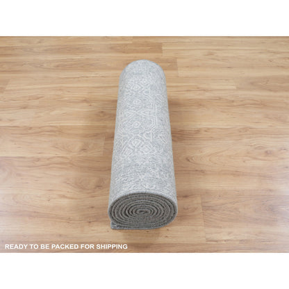 Modern and Contemporary Wool & Silk Hand Loomed Rug Grey No Border 2.5X12.1 -O058003