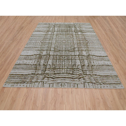 Modern and Contemporary Wool & Art Silk Hand Loomed Rug Grey No Border  9.0X11.7 -O058020