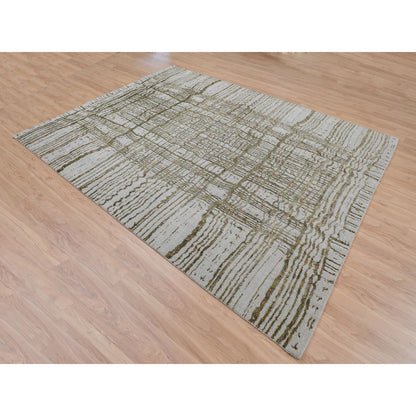 Modern and Contemporary Wool & Art Silk Hand Loomed Rug Grey No Border  9.0X11.7 -O058020