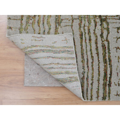 Modern and Contemporary Wool & Art Silk Hand Loomed Rug Grey No Border  9.0X11.7 -O058020