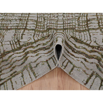Modern and Contemporary Wool & Art Silk Hand Loomed Rug Grey No Border  9.0X11.7 -O058020