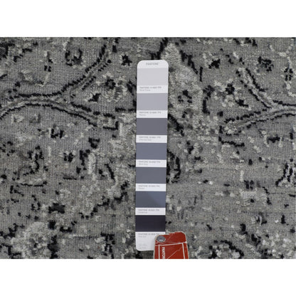 Transitional Wool & Silk Hand Knotted Rug Grey No Border  2.10X8.0 -O058022