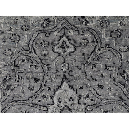 Transitional Wool & Silk Hand Knotted Rug Grey No Border  2.10X8.0 -O058022