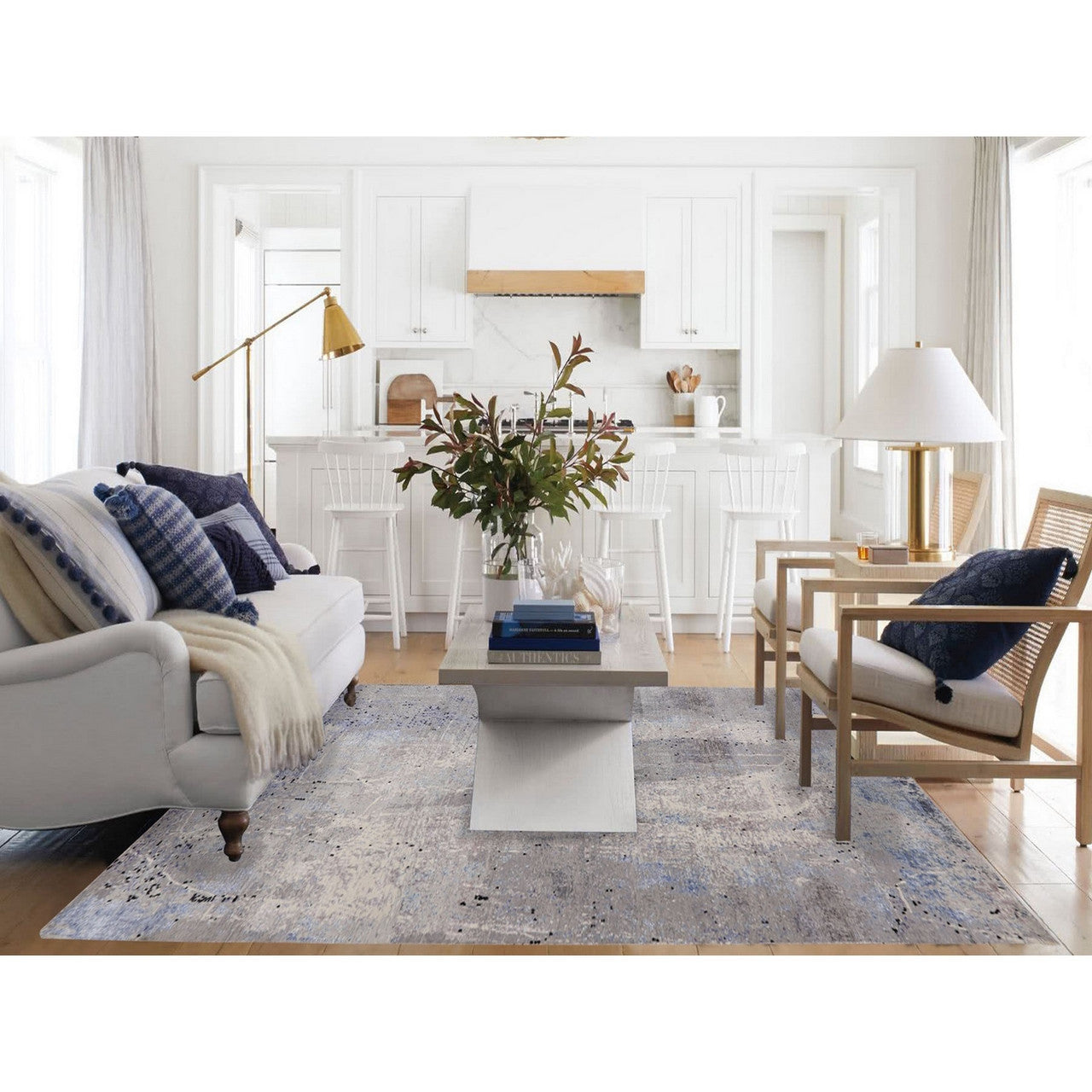 Modern and Contemporary Wool Hand Knotted Rug Grey No Border  7.9X10.3 -O058026