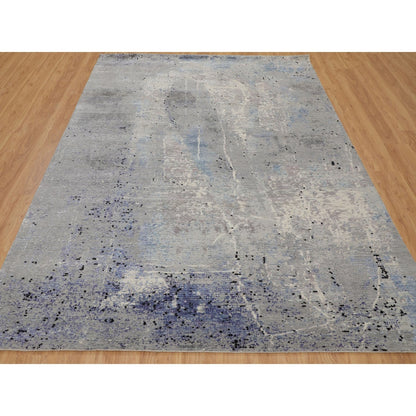Modern and Contemporary Wool Hand Knotted Rug Grey No Border  7.9X10.3 -O058026