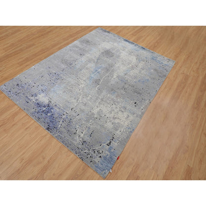 Modern and Contemporary Wool Hand Knotted Rug Grey No Border  7.9X10.3 -O058026