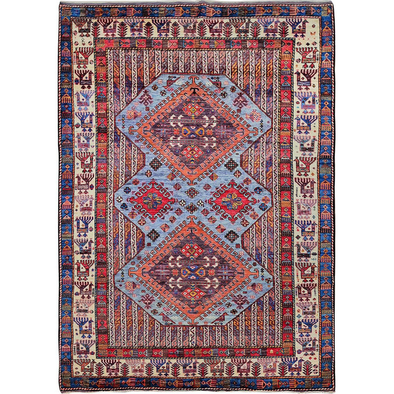 Kazak Wool Hand Knotted Rug Purple 6.1x8.4 -O0580