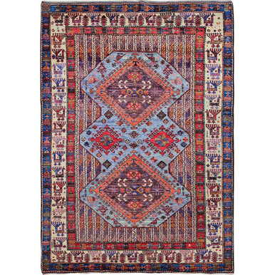 Kazak Wool Hand Knotted Rug Purple 6.1x8.4 -O0580