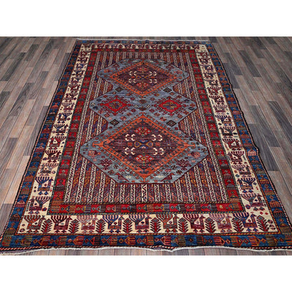 Kazak Wool Hand Knotted Rug Purple 6.1x8.4 -O0580