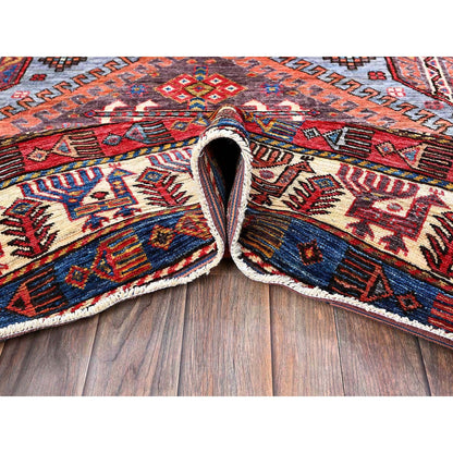 Kazak Wool Hand Knotted Rug Purple 6.1x8.4 -O0580