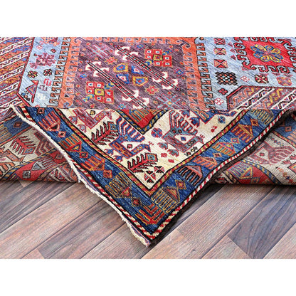 Kazak Wool Hand Knotted Rug Purple 6.1x8.4 -O0580