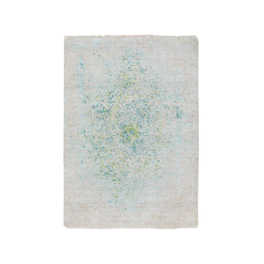 Wool and Silk Wool & Pure Silk Hand Knotted Rug Ivory No Border 3.0X5.0 -O058103