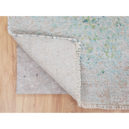 Wool and Silk Wool & Pure Silk Hand Knotted Rug Ivory No Border 3.0X5.0 -O058103