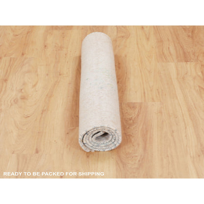 Wool and Silk Wool & Pure Silk Hand Knotted Rug Ivory No Border 3.0X5.0 -O058103