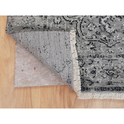 Transitional Wool & Silk Hand Knotted Rug Grey No Border 3.1X5.1 -O058104