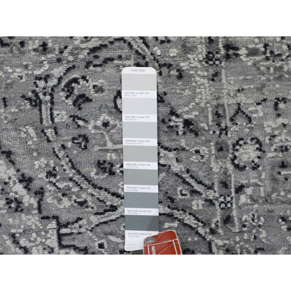Transitional Wool & Silk Hand Knotted Rug Grey No Border 3.1X5.1 -O058104