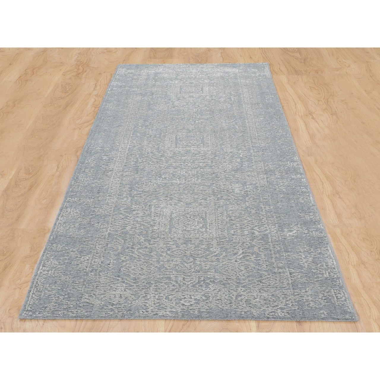 Modern and Contemporary Wool & Silk Hand Loomed Rug Grey No Border 2.5X10.2 -O058105