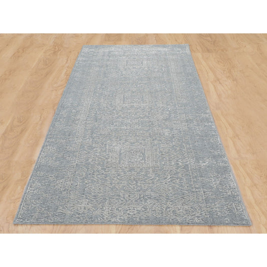 Modern and Contemporary Wool & Silk Hand Loomed Rug Grey No Border 2.5X10.2 -O058105