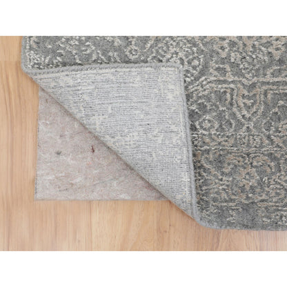 Modern and Contemporary Wool & Silk Hand Loomed Rug Grey No Border 2.5X10.2 -O058105