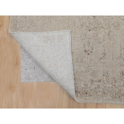 Modern and Contemporary Wool & Silk Hand Loomed Rug Beige No Border 11.8X14.8 -O058113
