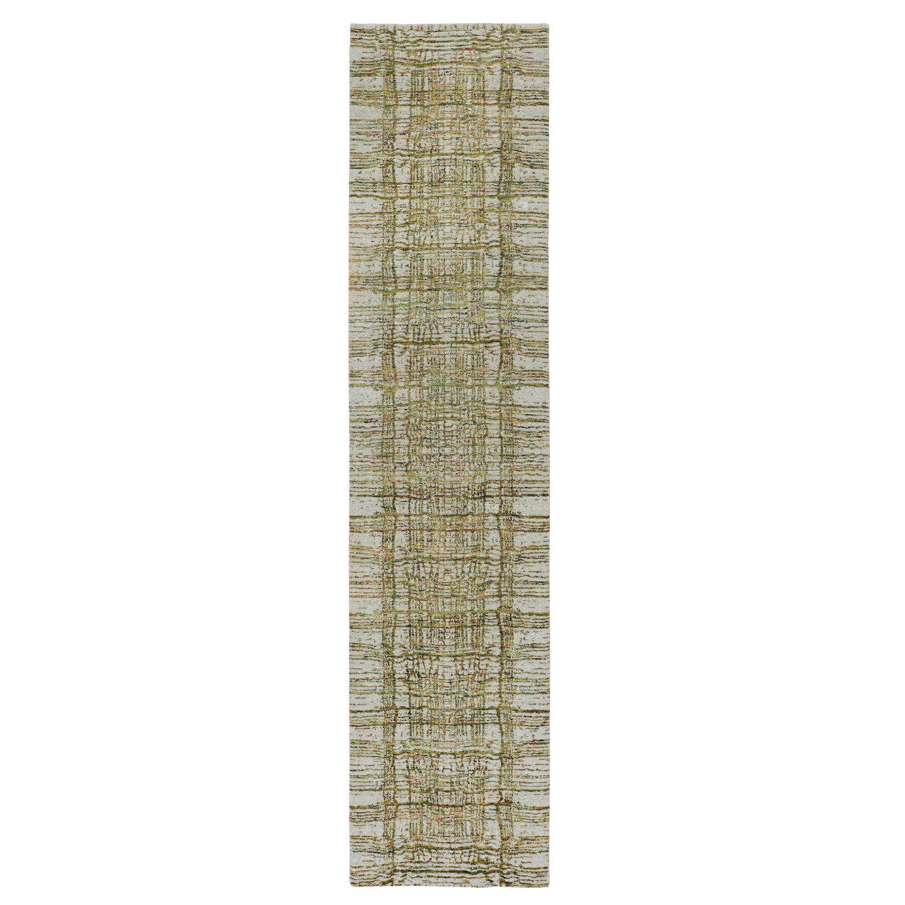 Modern and Contemporary Wool & Silk Hand Loomed Rug Grey No Border 2.6X11.9 -O058115