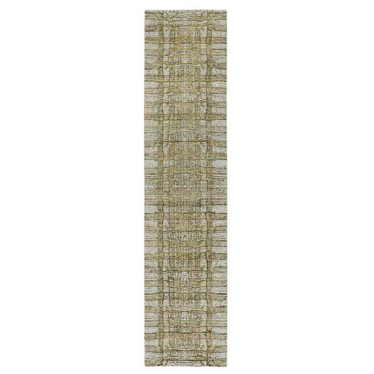 Modern and Contemporary Wool & Silk Hand Loomed Rug Grey No Border 2.6X11.9 -O058115