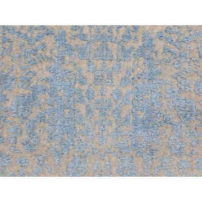 Transitional Wool & Silk Hand Loomed Rug Blue No Border 2.5X8.0 -O058116