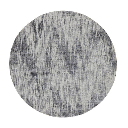 Modern and Contemporary Wool & Art Silk Hand Loomed Rug Grey No Border  7.9X7.9 -O058119
