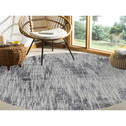 Modern and Contemporary Wool & Art Silk Hand Loomed Rug Grey No Border  7.9X7.9 -O058119
