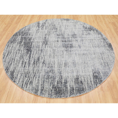 Modern and Contemporary Wool & Art Silk Hand Loomed Rug Grey No Border  7.9X7.9 -O058119