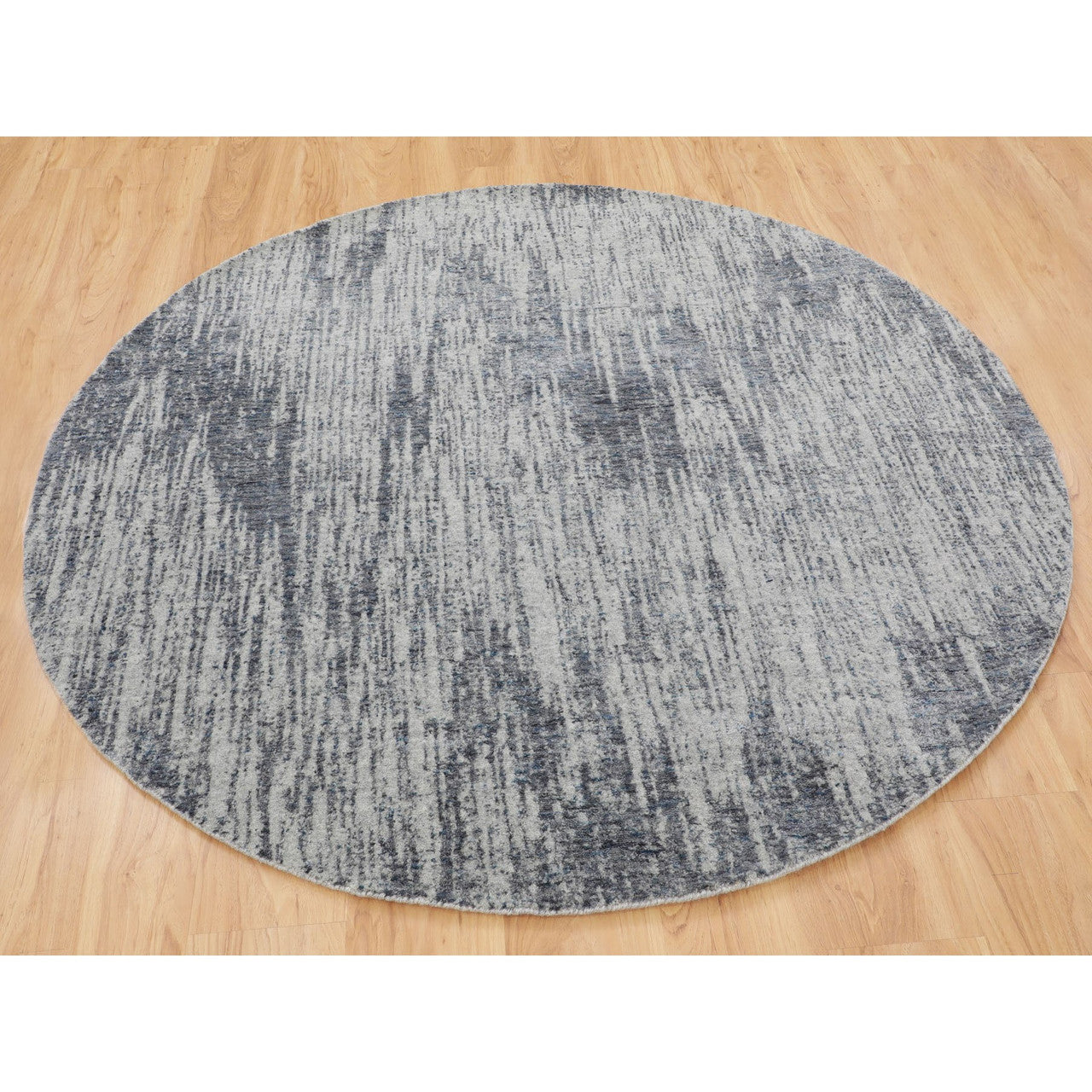 Modern and Contemporary Wool & Art Silk Hand Loomed Rug Grey No Border  5.9X5.9 -O058122