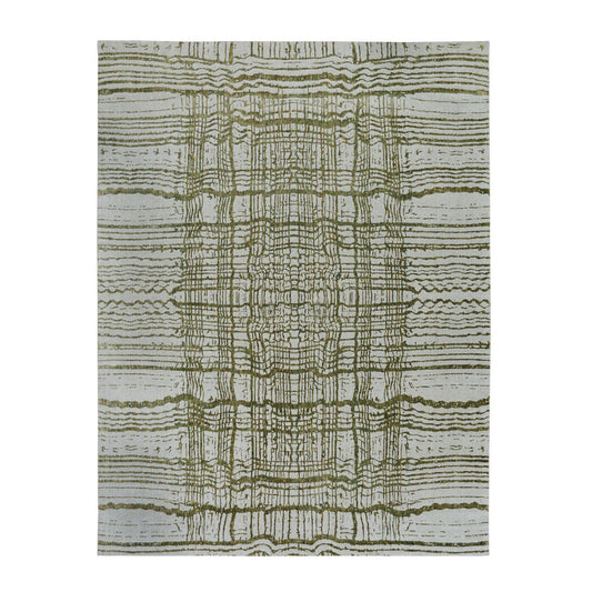 Modern and Contemporary Wool & Art Silk Hand Loomed Rug Grey No Border  11.9X14.8 -O058126