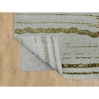 Modern and Contemporary Wool & Art Silk Hand Loomed Rug Grey No Border  11.9X14.8 -O058126