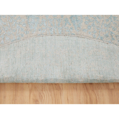 Transitional Wool & Silk Hand Loomed Rug Green No Border  5.10X5.10 -O058128