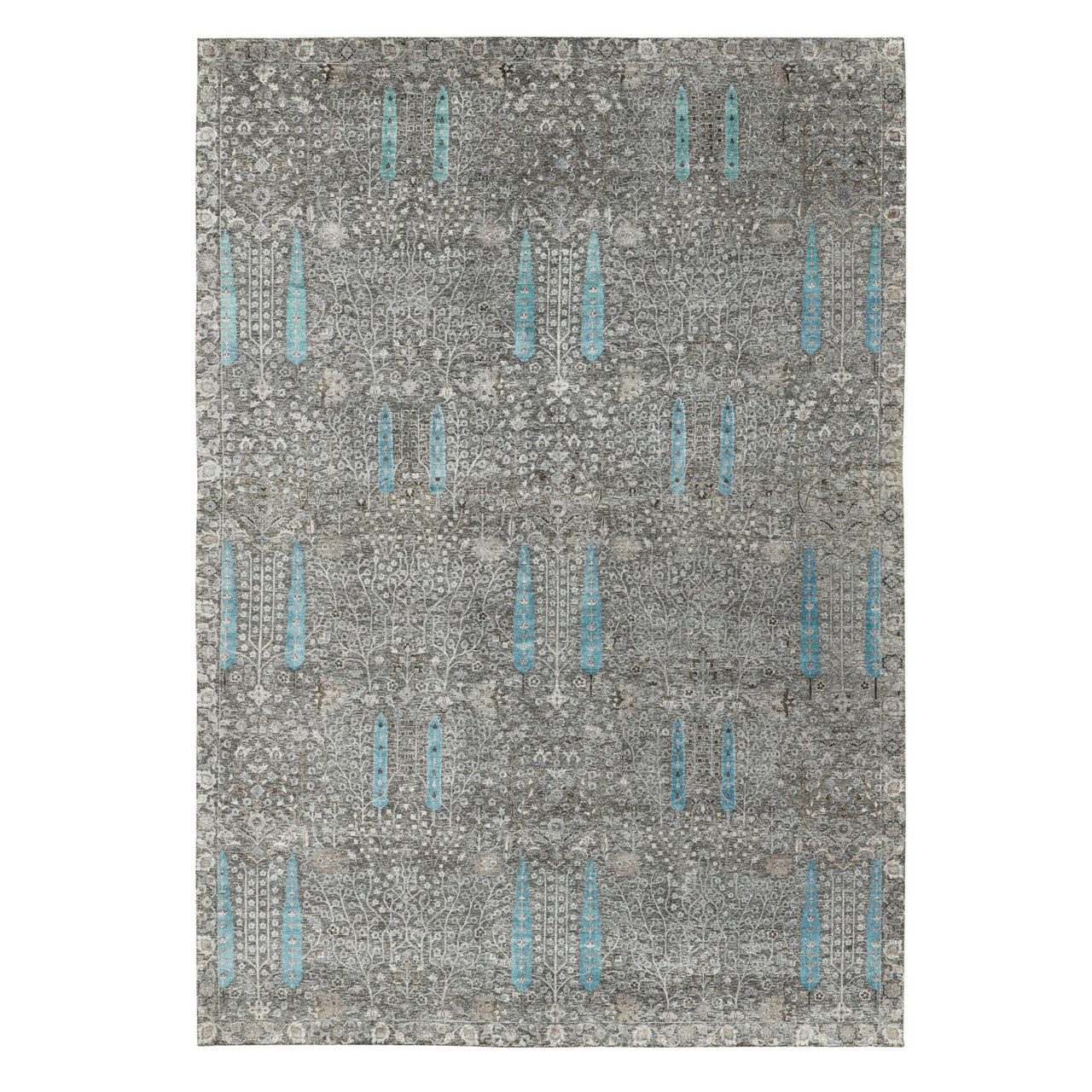 Transitional Wool & Silk Hand Knotted Rug Brown No Border 12.0X17.9 -O058142